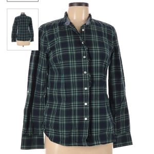 Talbots Blue & Green Plaid Button Down Top